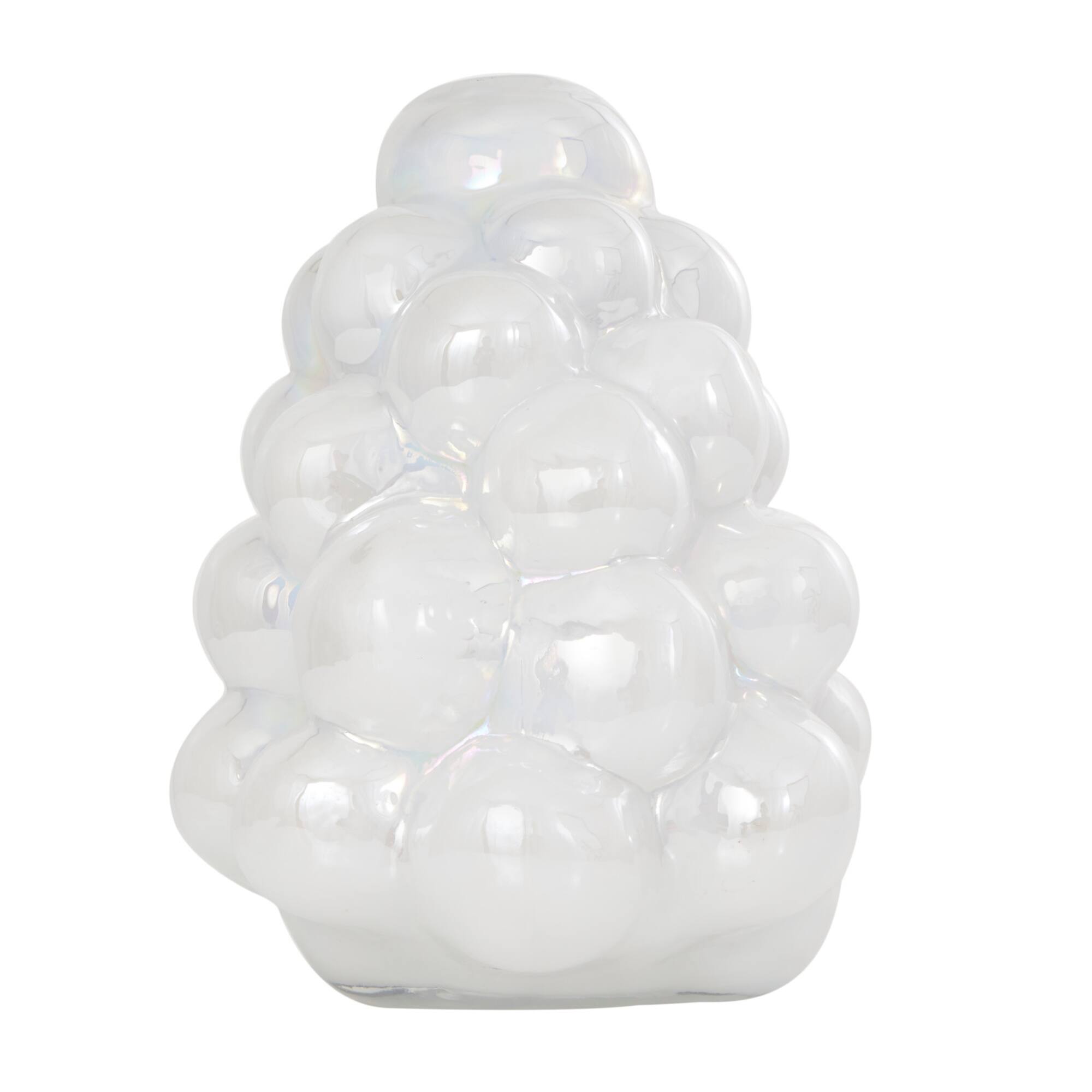 12" Clear Abstract Handmade Bubble Glass Vase